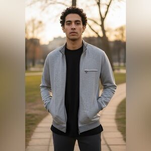 Hart Schaffner Marx Gray Full Zip Cotton Jacket Sweater Men’s L